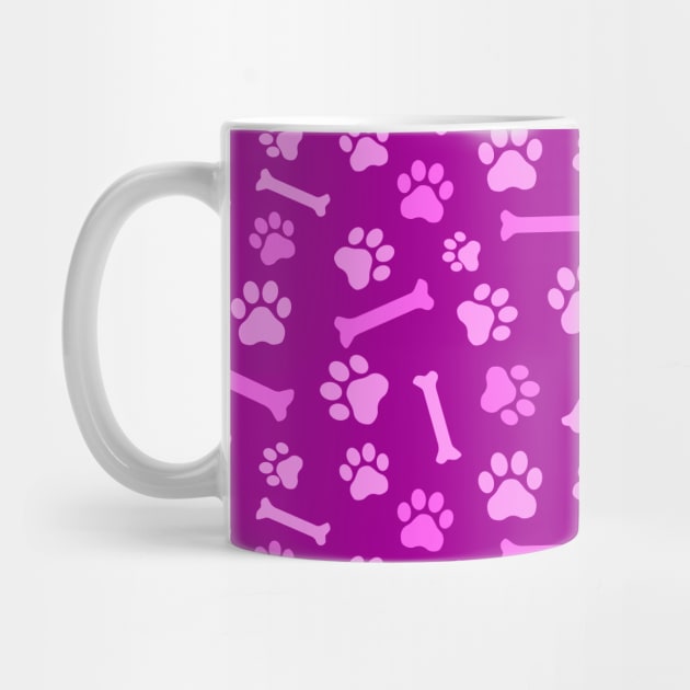 Pet - Cat or Dog Paw Footprint and Bone Pattern in Purple Tones by DesignWood Atelier